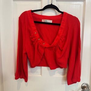 Cherry Red Free People Beach Cropped Top Size L Y2K Holiday